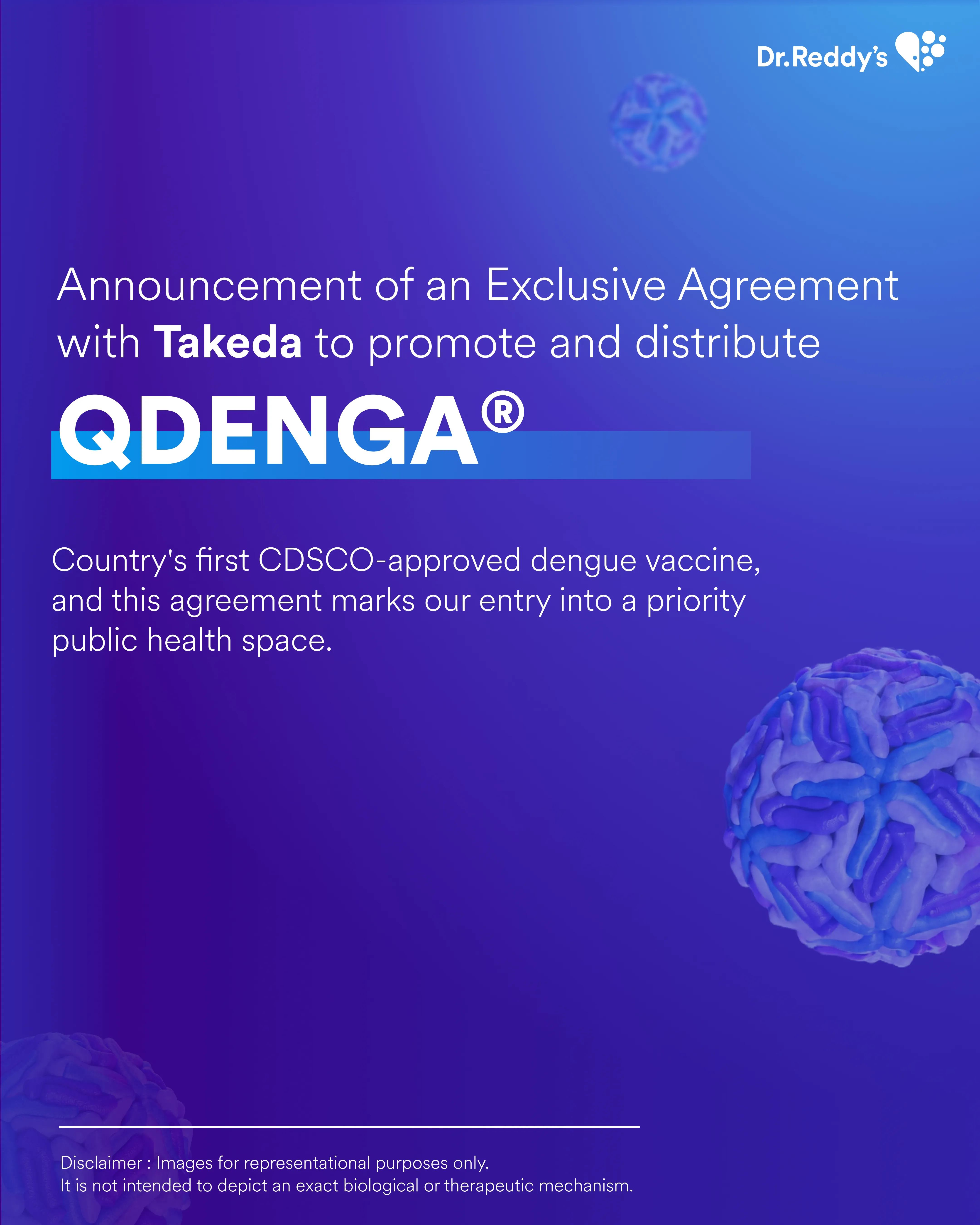 Announcement of an exclusive agreement with Takeda to promote and distribute QDENGA®  image